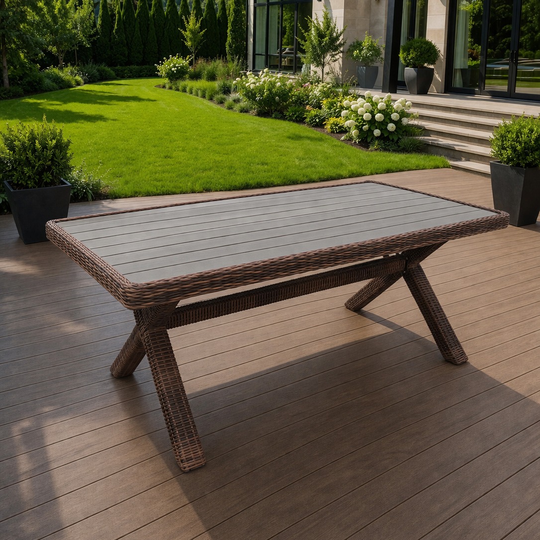 Обеденный комплект ISABELLA из искусственного ротанга коричневый 2