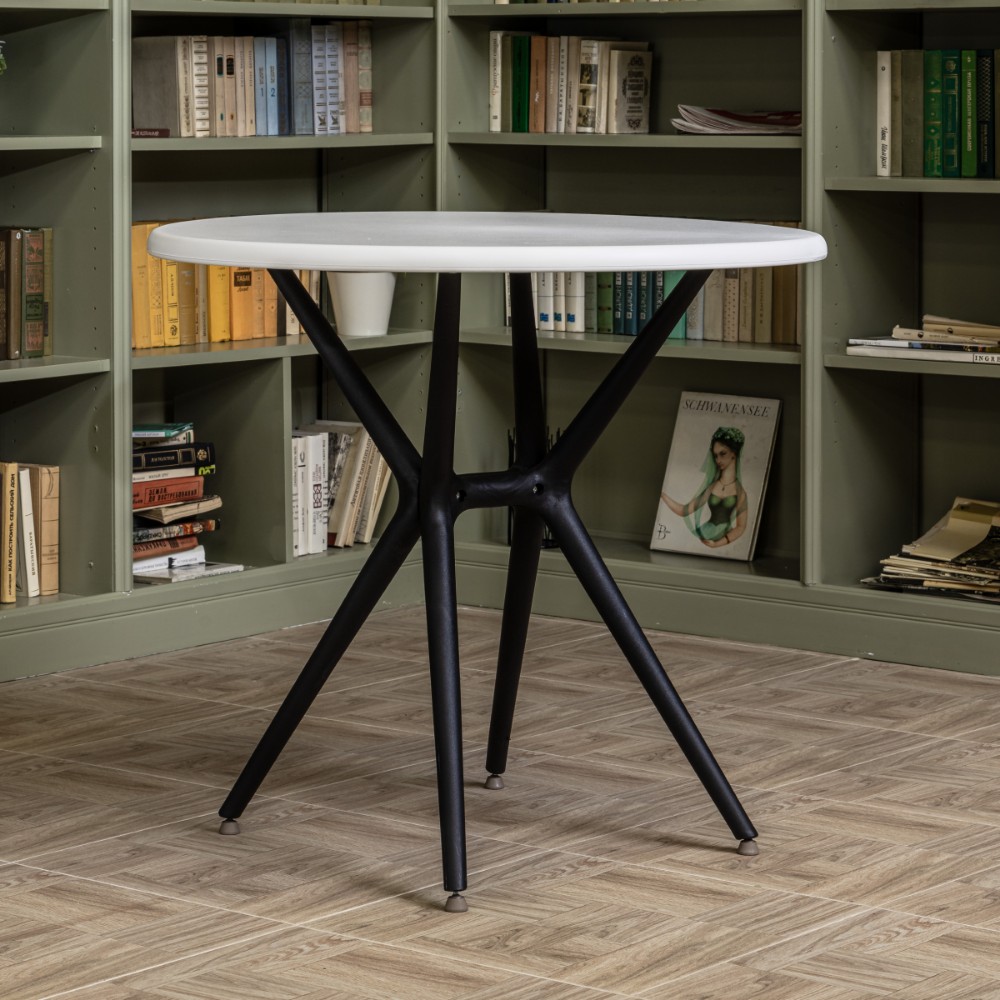 Стол из пластика круглый Royal Family TOM для сада цвет белый/черный 3