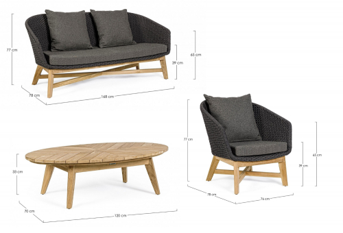 Комплект деревянной плетеной мебели Coachella 2