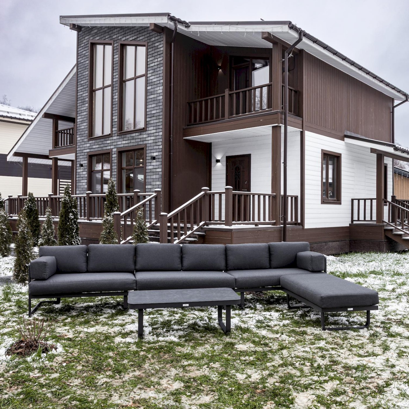 Угловая лаунж-зона из алюминия Royal Family, цвет антрацит 2