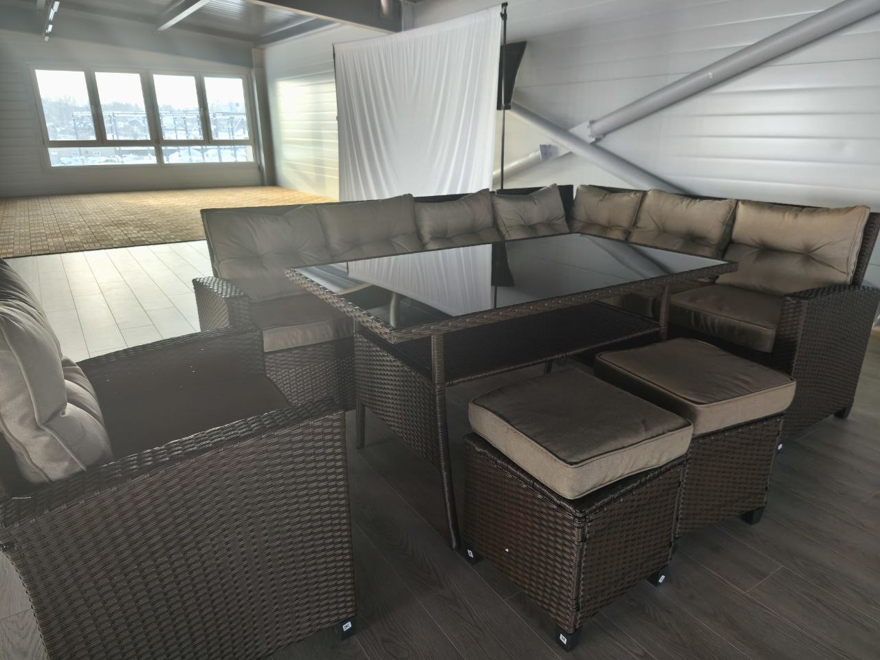 Набор мебели Версаль ПРЕМИУМ-2  2 уп. (ротанг коричневый, подушки бежевые)		 2