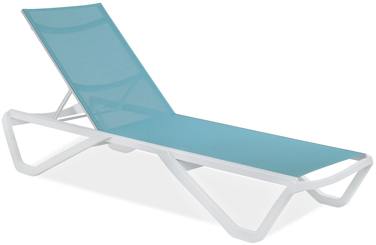Шезлонг-лежак металлический Wave Paint белый, бирюзовый 1