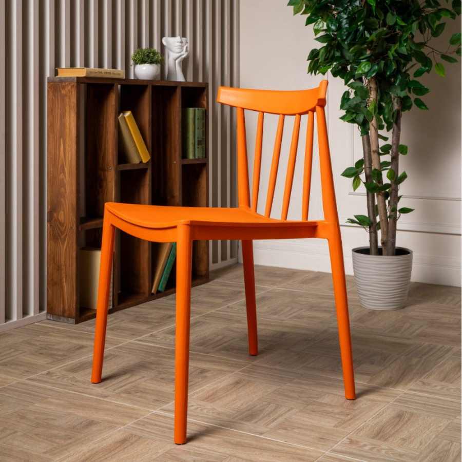 Комплект стол TOM (черный) + 4 стула KAI (оранжевый)