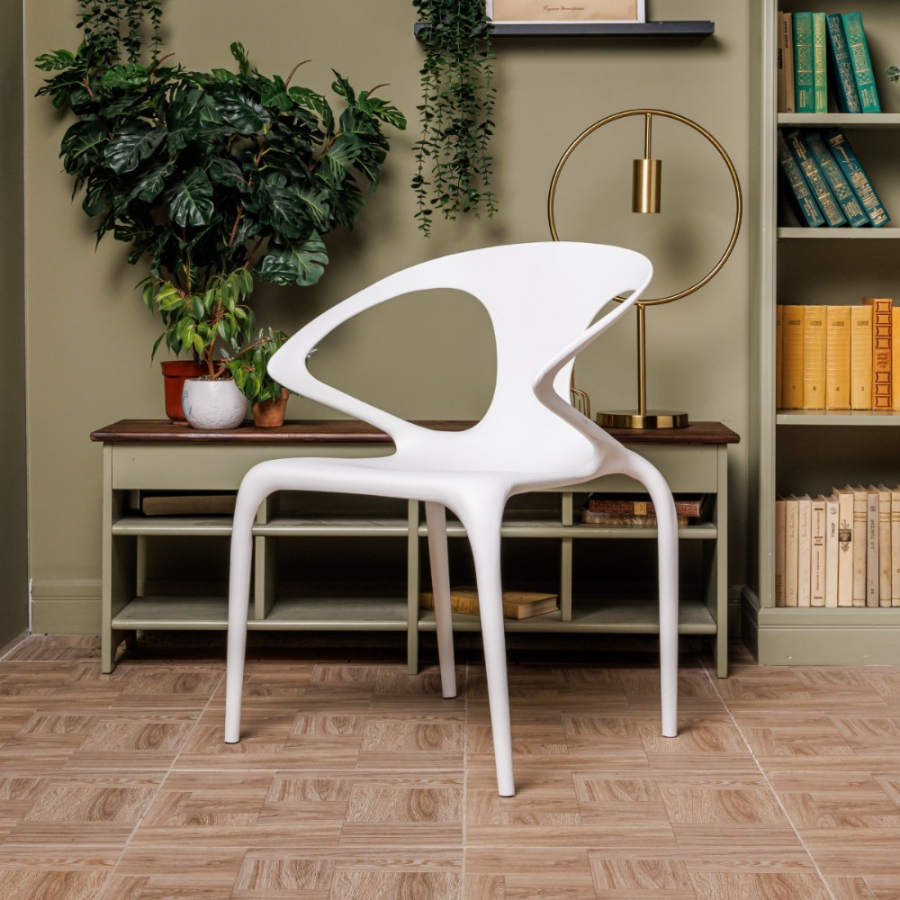 Комплект стол TOM (белый/черный) + 4 стула MAY (белый)