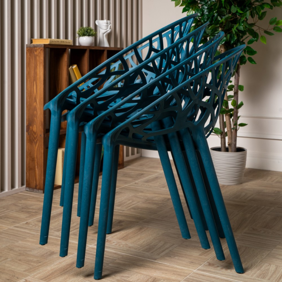 Комплект стол TOM (черно/белый) + 4 стула ARIA (сатин)