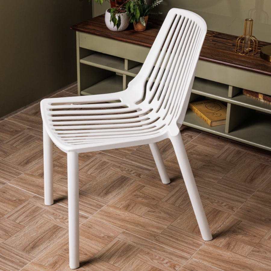 Комплект стол TOM (белый/черный) + 4 стула NICO (белый)