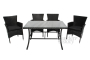 Набор мебели Аскер (4 стула Аскер с под. + стол 120 см, каркас черн, ротанг черн.)
