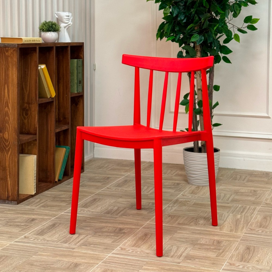 Комплект стол TOM (серый) + 4 стула KAI (красный)