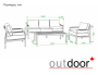 Комплект мебели OUTDOOR Торонто (3-местный диван, 2 кресла, стол), графит