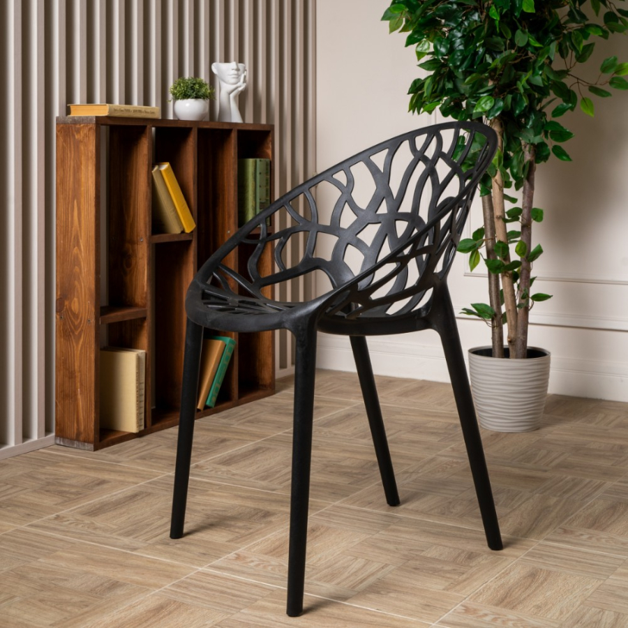 Комплект стол TOM (черный) + 4 стула ARIA (черный)