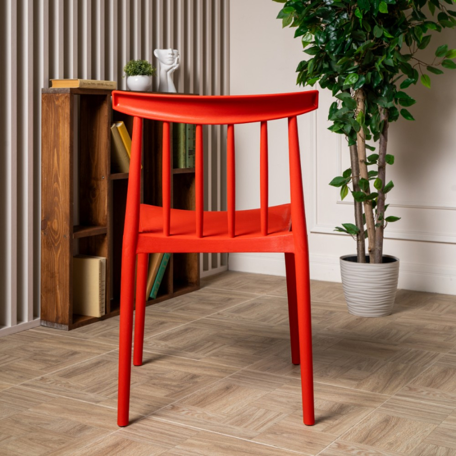 Комплект стол TOM (серый) + 4 стула KAI (красный)