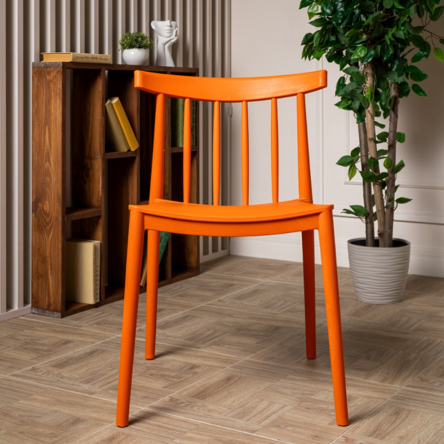 Комплект стол TOM (черный) + 4 стула KAI (оранжевый)