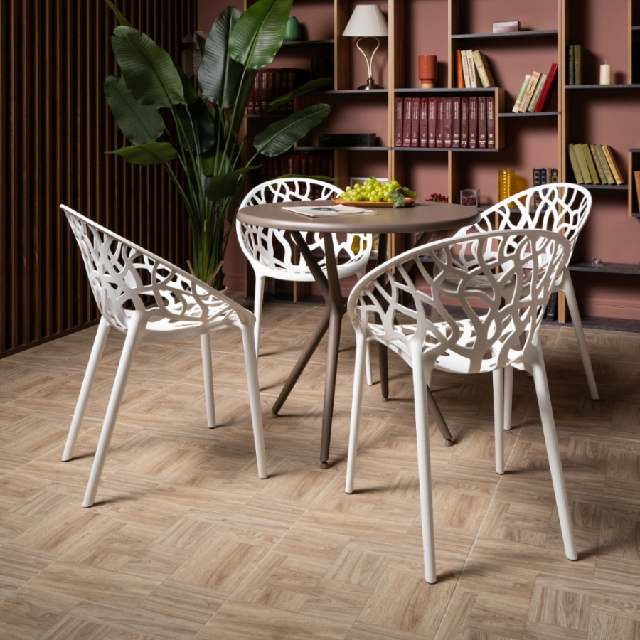 Комплект стол TOM (капучино) + 4 стула ARIA (белый)