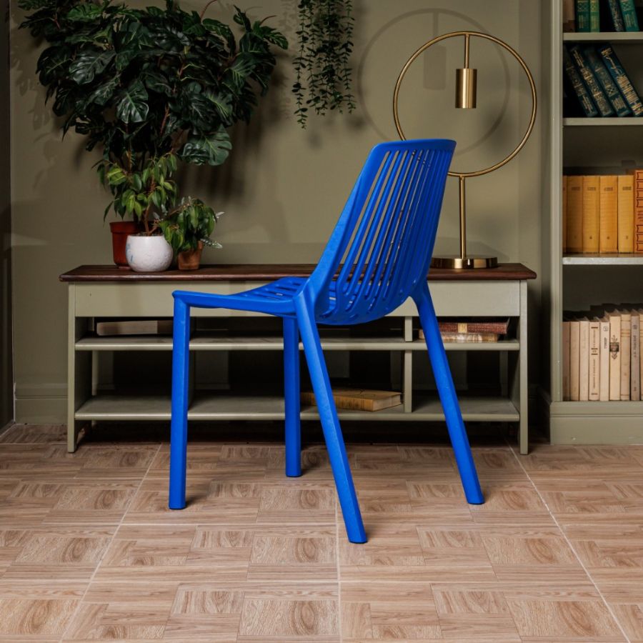 Комплект стол TOM (серый) + 4 стула NICO (синий)