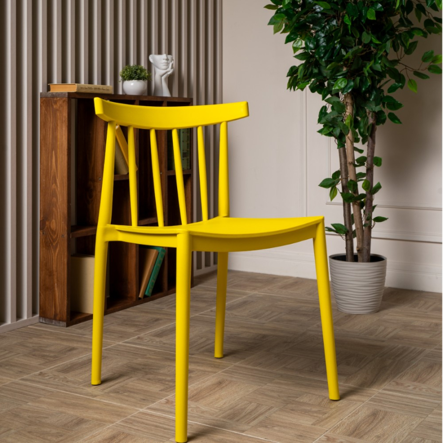 Комплект стол TOM (капучино) + 4 стула KAI (желтый)