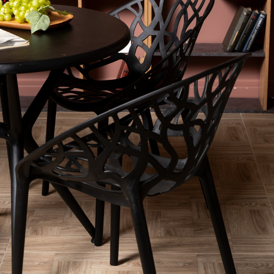 Комплект стол TOM (черный) + 4 стула ARIA (черный)