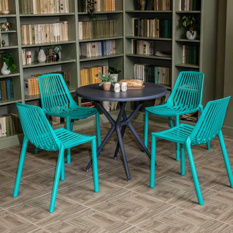 Комплект стол TOM (серый) + 4 стула NICO (тиффани)