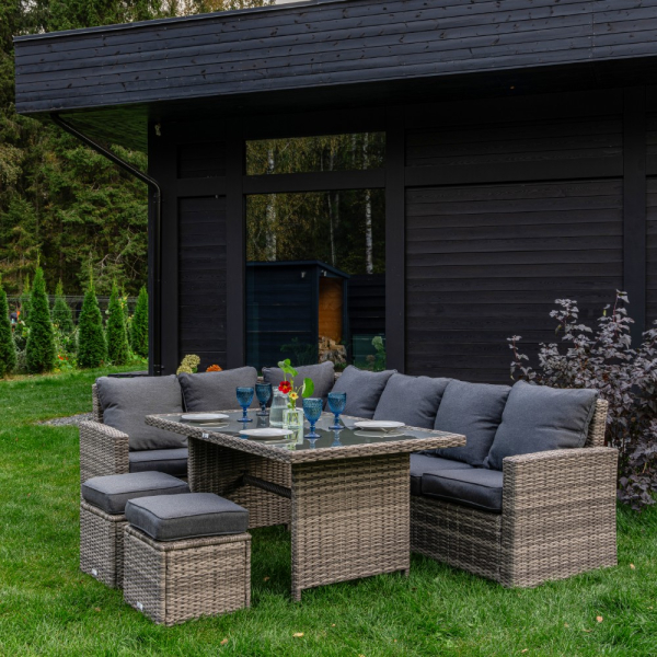 ZORRO серый комплект на 8 персон из искусственного ротанга