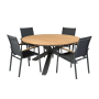 Timra T-P, комплект обеденной мебели антрацит/натуральный, алюминий/тик