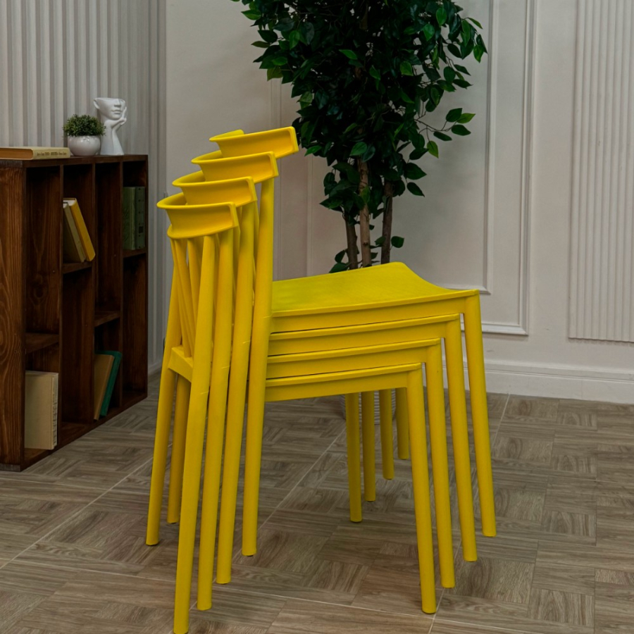 Комплект стол TOM (капучино) + 4 стула KAI (желтый)