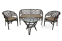 Набор мебели Фреско (2 кресла + стол D61 + диван) каркас черный, ротанг коричневый