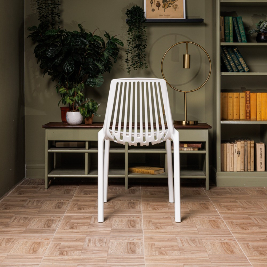 Комплект стол TOM (белый/черный) + 4 стула NICO (белый)