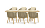 Авеста Комплект обеденной мебели бежевый/светло-коричневый, керамика/тик