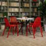 Комплект стол TOM (белый/черный) + 4 стула NICO (красный)