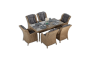 Обеденная группа BARCELONA L (Барселона) бежево-коричневая на 6 персон из искусственного ротанга