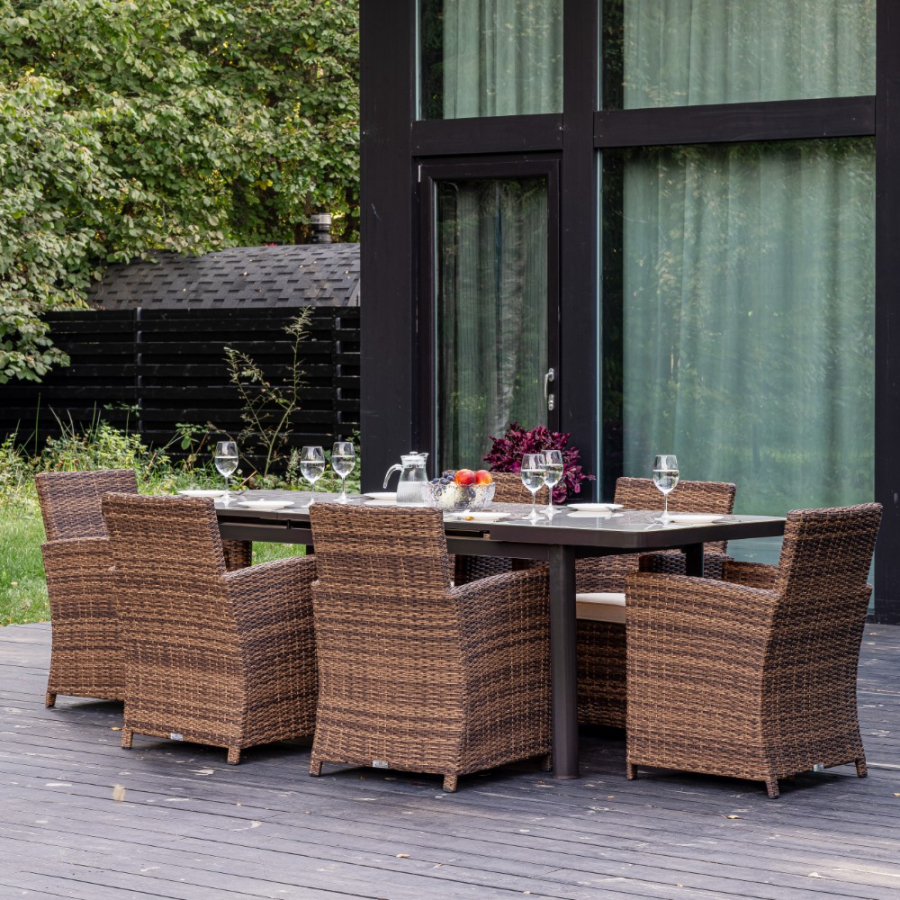 Комплект: Обеденный комплект мебели LUDWIG+FIONA коричневый + Уличный газовый обогреватель ADAM