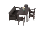 Комплект мебели YALTA BIG FAMILY 4 CHAIR (Ялта) темно коричневый из пластика под искусственный ротанг