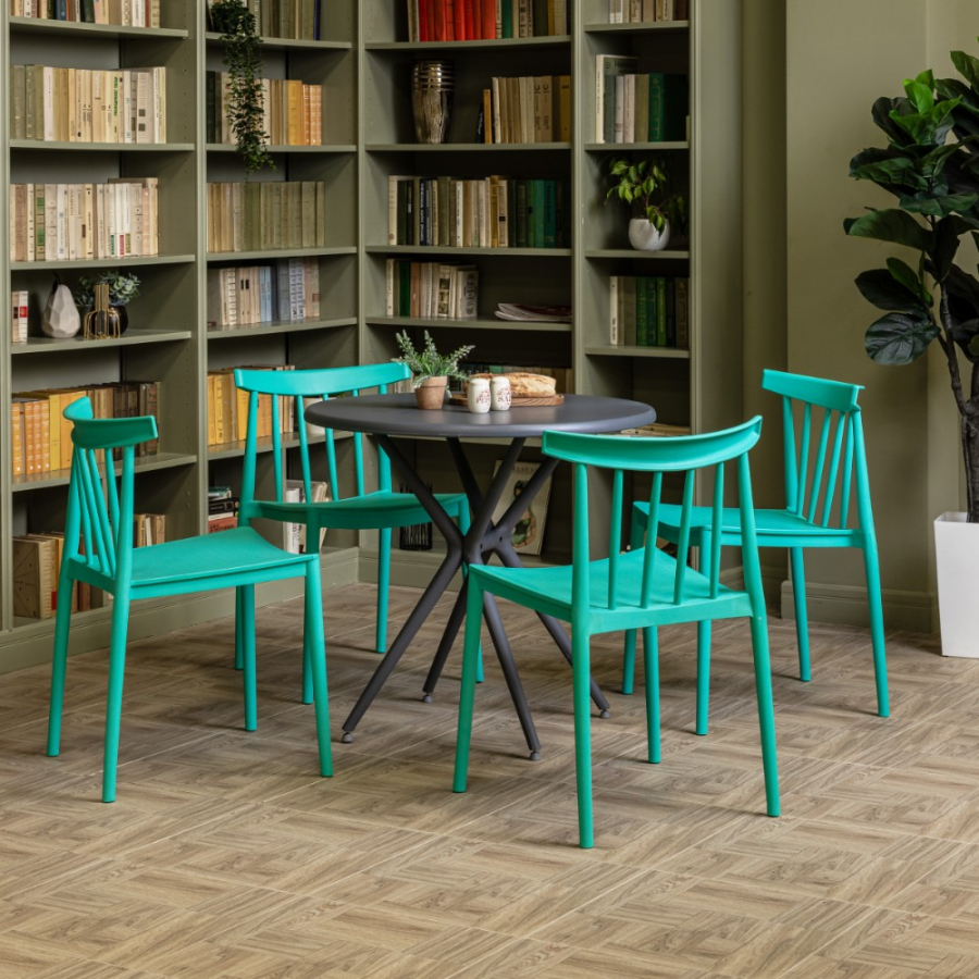 Комплект стол TOM (Серый) + 4 стула KAI (Тиффани)