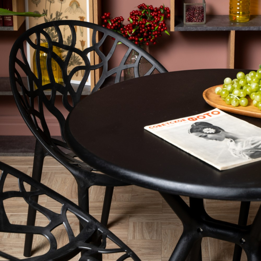 Комплект стол TOM (черный) + 4 стула ARIA (черный)