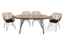 Набор мебели Адриан 14 уп. (4 стула Адриан+стол обеден. 160 см. 2 уп., каркас черн, ротанг бежевый)