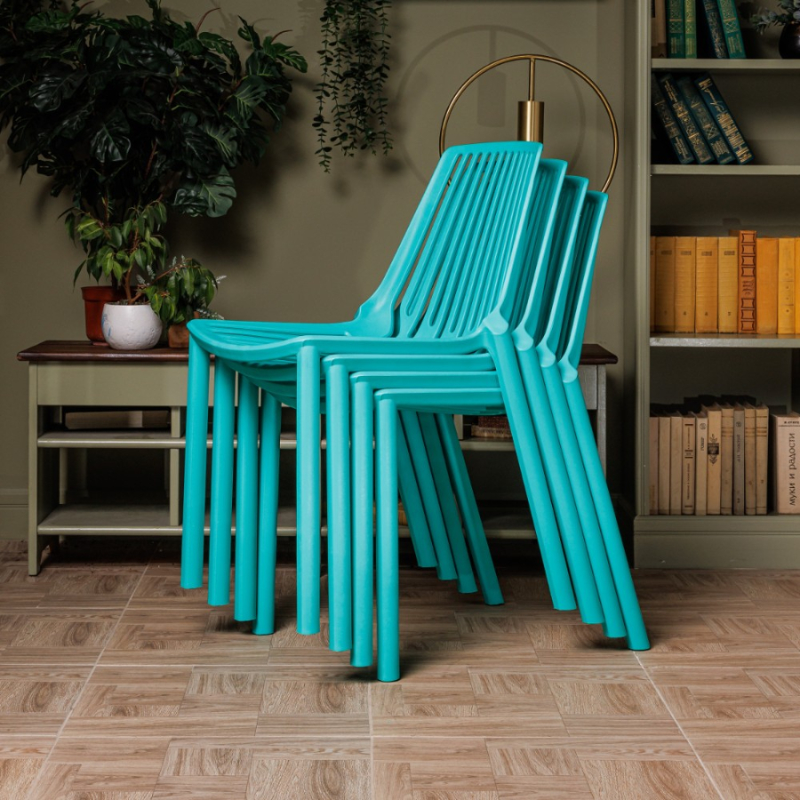 Комплект стол TOM (серый) + 4 стула NICO (тиффани)