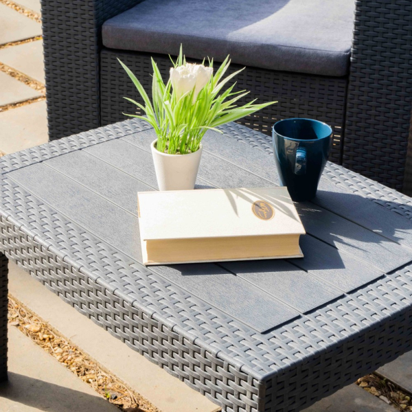 Лаунж зона на 2 персоны Royal Family LANA LUX XS кресла и стол, цвет графит из пластика