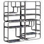 Комплект стеллажей Step 1+ Step 2+Step 3+Step 4, цвет-черный Ral 9005, полки-черный Ral 9005