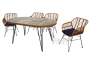 Набор мебели Адриан 14 уп. (4 стула Адриан+стол обеден. 160 см. 2 уп., каркас черн, ротанг бежевый)