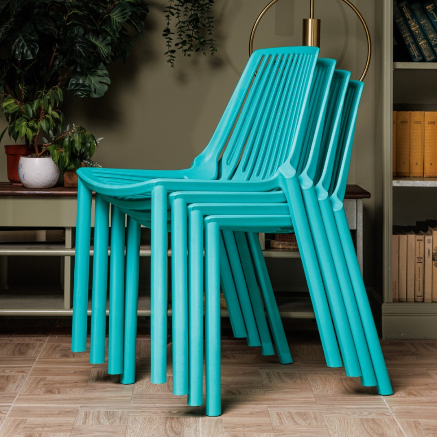 Комплект стол TOM (серый) + 4 стула NICO (тиффани)