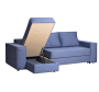 Диван Bergamo трехместный с канапе левый раскладной синий