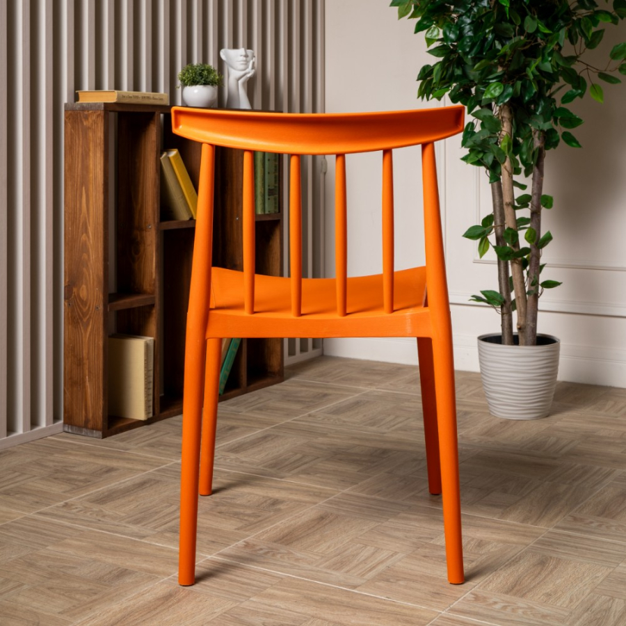 Комплект стол TOM (черный) + 4 стула KAI (оранжевый)