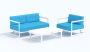 Лаунж зона SILENA голубая - белый каркас