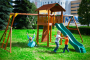 Детская игровая площадка Jungle Cottage + Rock +Swing Module Xtra + Рукоход с гимнастическими кольцами