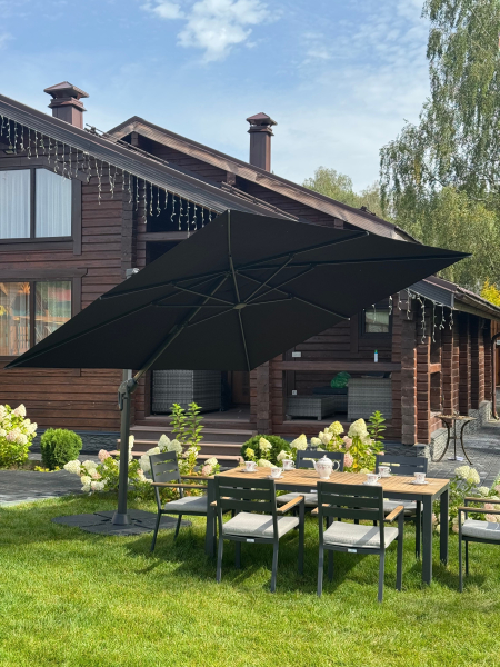 Уличный зонт SKY квадратный в комплекте с базой чёрный