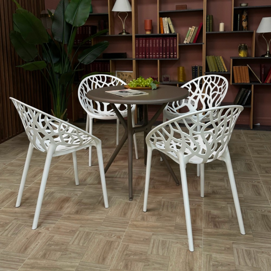 Комплект стол TOM (капучино) + 4 стула ARIA (белый)