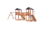 Детская площадка Спортивный городок 6 крыша тент с качелями и широким скалодромом