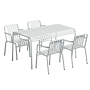Комплект обеденной мебели Flow2: стол обеденный большой + 4 стула с подлокотниками  белый RAL 9003