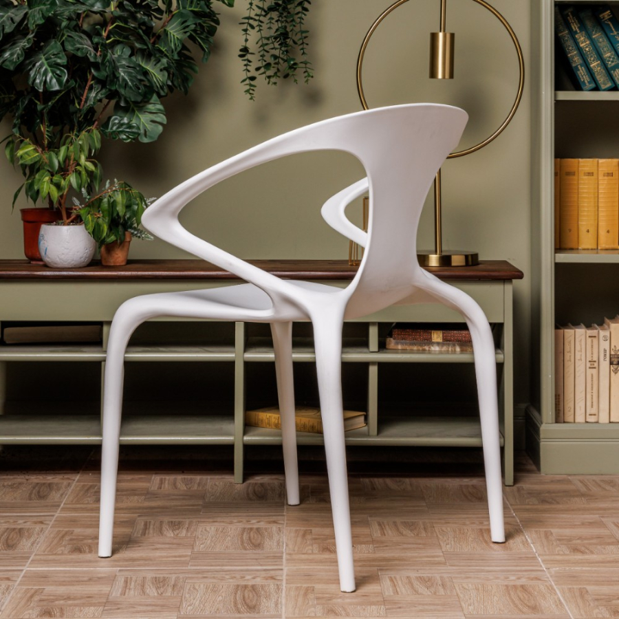 Комплект стол TOM (белый/черный) + 4 стула MAY (белый)