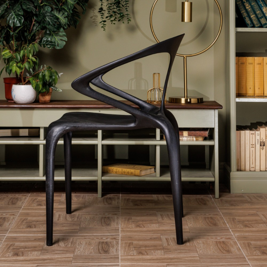 Комплект стол TOM (белый/черный) + 4 стула MAY (черный)