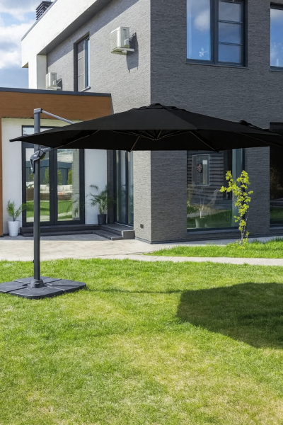 Уличный зонт SKY круглый в комплекте с базой черный